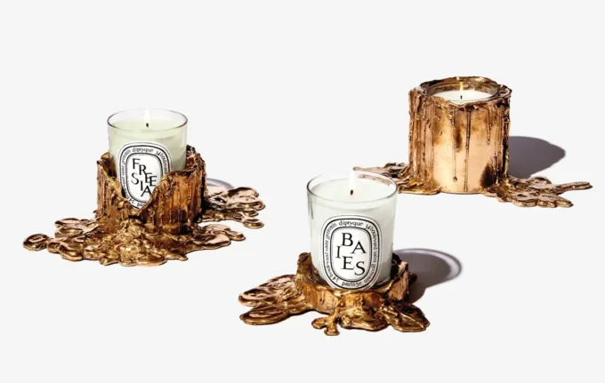 Mittlerer Kerzenhalter aus Goldbronze – für klassische Kerzen Mittlerer Kerzenhalter aus Goldbronze – für klassische Kerzen